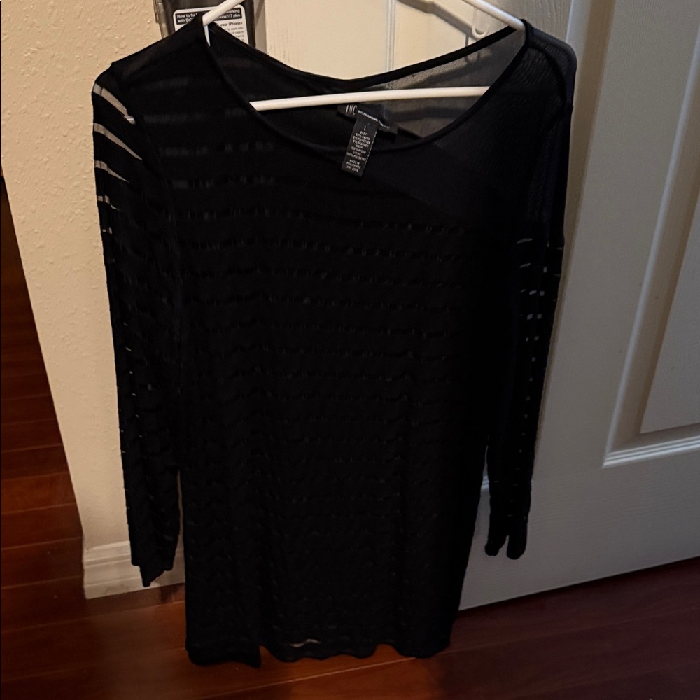 Black Sheer Long Sleeve Top